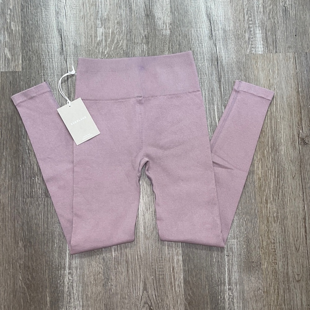 NWT Everlane Purple Ribbed Seamless Leggings Thick High Rise Size XS/S